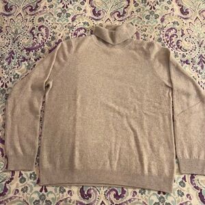 NWT Charter Club Luxury 100% 2-Ply Cashmere Turtleneck Sweater L Taupe Heather